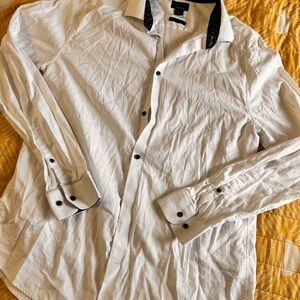 H&M White Shirt with Black Patterned Collar